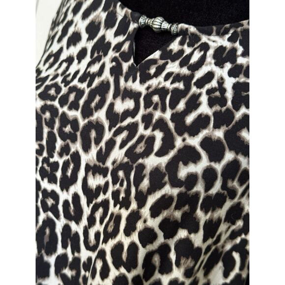 CJ Banks XL Animal Print Top Blouse Womens Leopard Career Cheetah 1X Work Office - Picture 3 of 11
